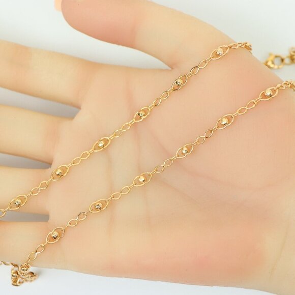 "Stylish Rose Gold Plated Chain Necklace with Beaded Accents, XPNL0150 - Picture 3 of 12